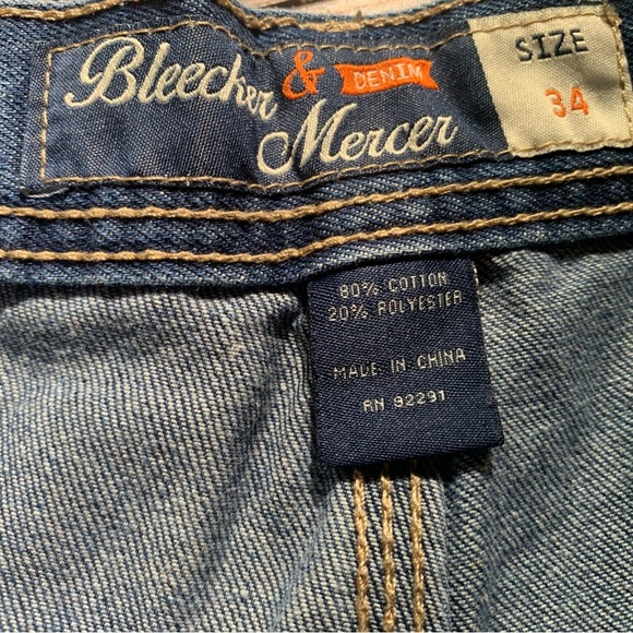 Bleecker & Mercer Mens Blue Distressed Destroyed Jean Shorts Size 34 W Hip Hop - Picture 4 of 14